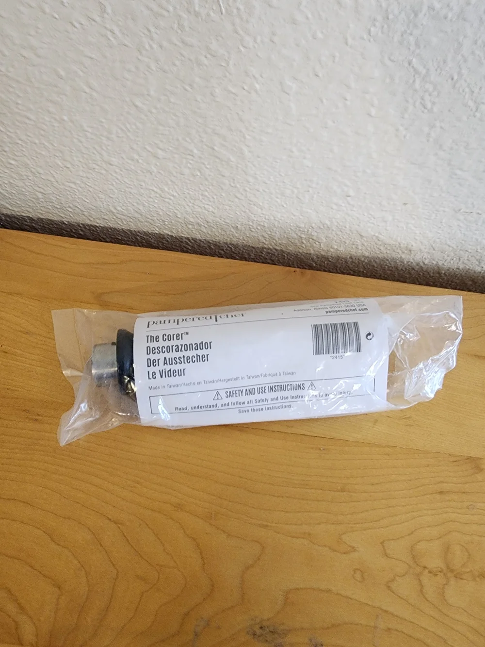 Pampered Chef The Corer Stainless Steel and Black Plastic Apple Corer